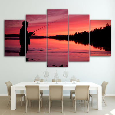 Limited Edition 5 Piece Fishing In Red Sunset
