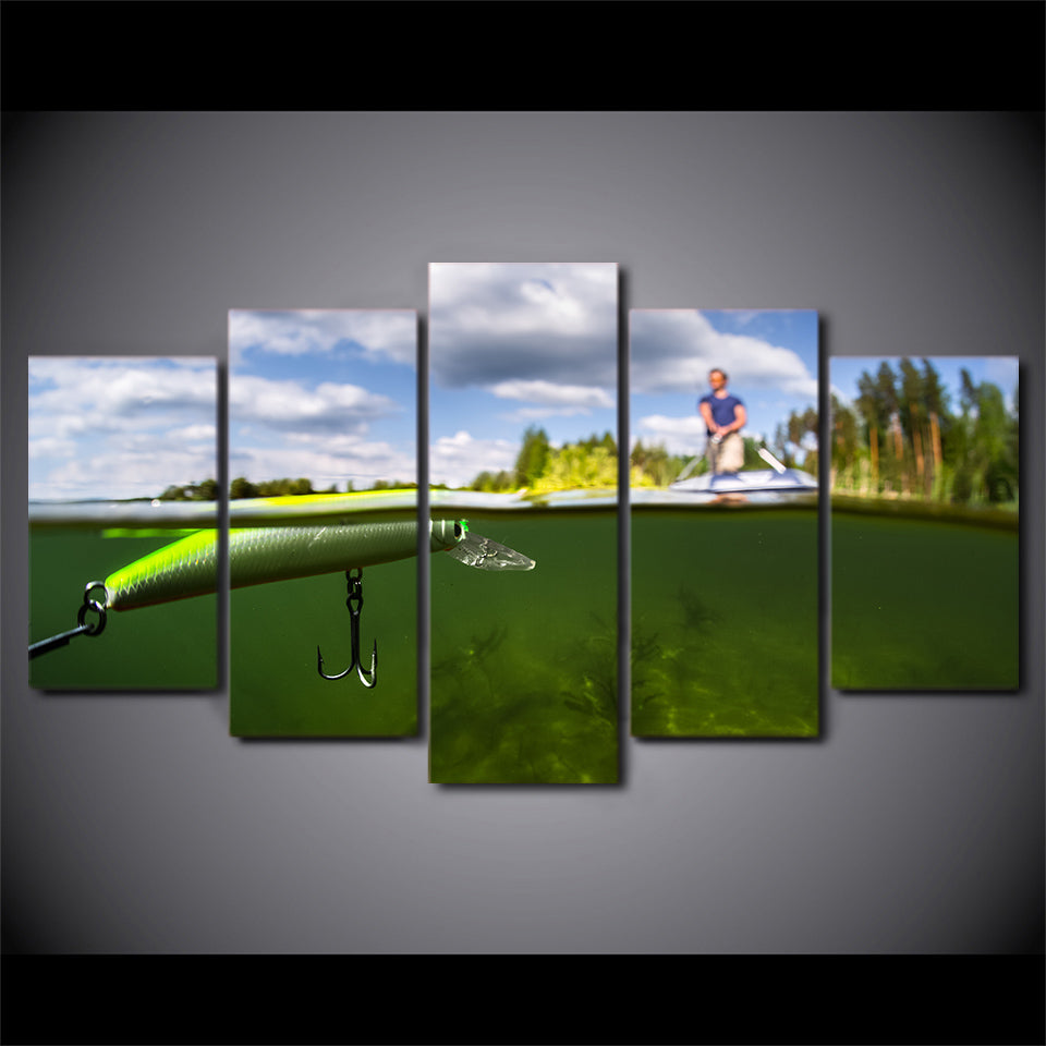 Limited Edition 5 Piece Fishing In The Green Water Canvas