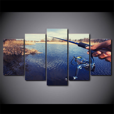 Limited Edition 5 Piece Fishing In The Lake Canvas