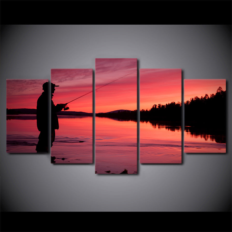 Limited Edition 5 Piece Fishing In Red Sunset