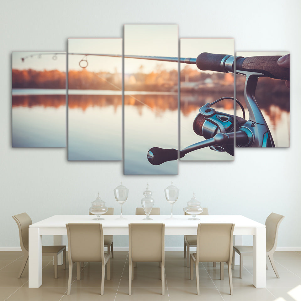 Limited Edition 5 Piece Fishing Rod Canvas - The Beach Canvas