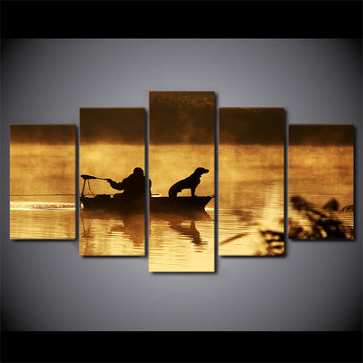 Limited Edition 5 Piece Go Fishing With A Dog Canvas