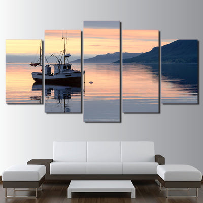 Limited Edition 5 Piece Fishing Boat In The Ocean Canvas