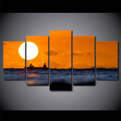Limited Edition 5 Piece Fishing In Sunset Canvas