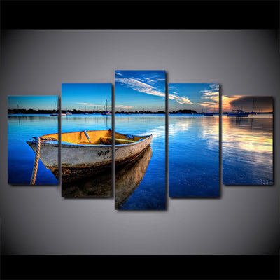 Limited Edition 5 Piece Floating Boat In Blue Lake Canvas