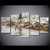 Limited Edition 5 Piece Gray Wolf In The Forest Canvas