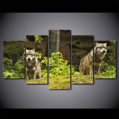 Limited Edition 5 Piece Forest Nature Wolves Canvas
