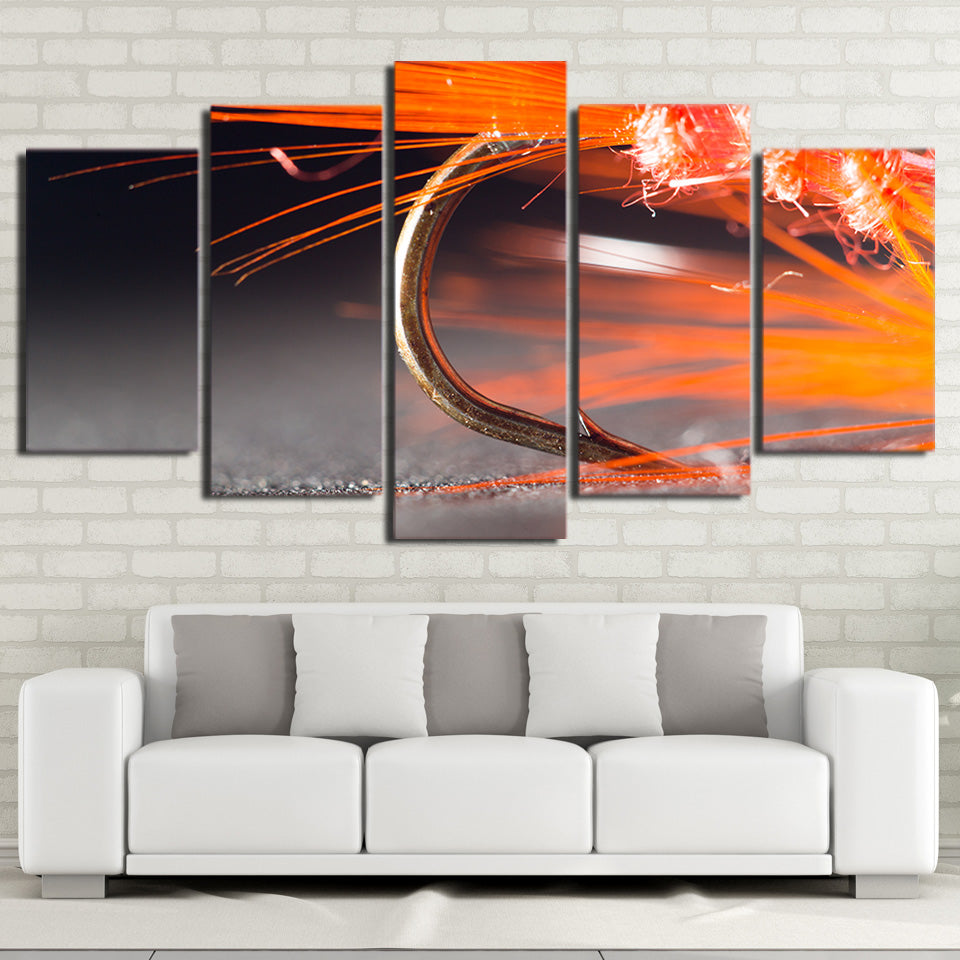Limited Edition 5 Piece Awesome Gold Fishing Hook Canvas