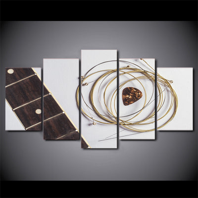 Limited Edition 5 Piece Golden Guitar Strings Canvas