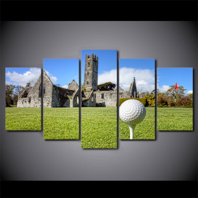 Limited Edition 5 Piece Golf Course In An Old House Canvas