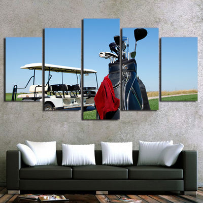 Limited Edition 5 Piece Golf Cart And Golf Clubs Canvas