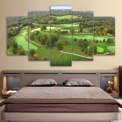 Limited Edition 5 Piece Golf Course Aerial View Canvas