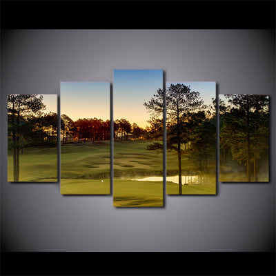 Limited Edition 5 Piece Golf Course With A Lake Canvas