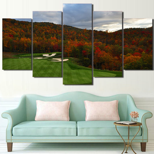 Limited Edition 5 Piece Golf Course in Autumn Season Canvas