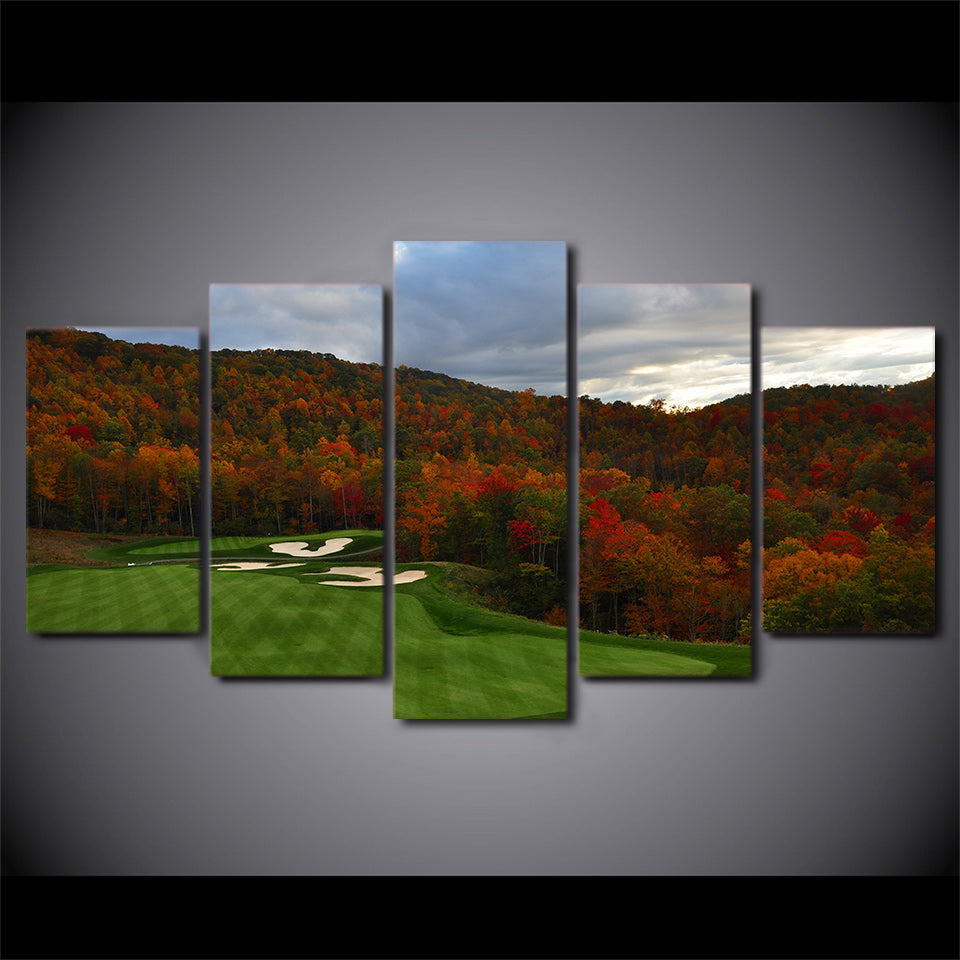 Limited Edition 5 Piece Golf Course in Autumn Season Canvas