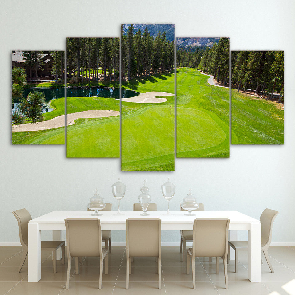 Limited Edition 5 Piece Golf Course With Pine Trees Canvas