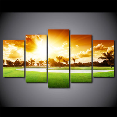 Limited Edition 5 Piece Golf Course In Sunset View Canvas