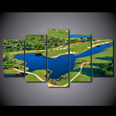 Limited Edition 5 Piece Golf Course With A Lake Canvas