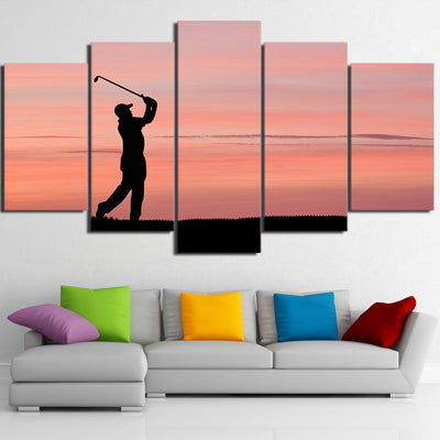 Limited Edition 5 Piece Golf In A Beautiful Sunset Canvas