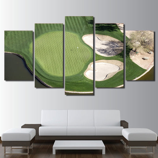 Limited Edition 5 Piece Green Field Golf Course Aerial  View Canvas
