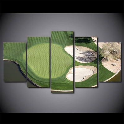 Limited Edition 5 Piece Green Field Golf Course Aerial  View Canvas
