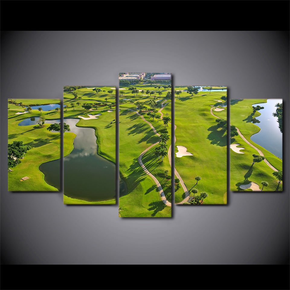 Limited Edition 5 Piece Green GolfCourse Landscape Canvas