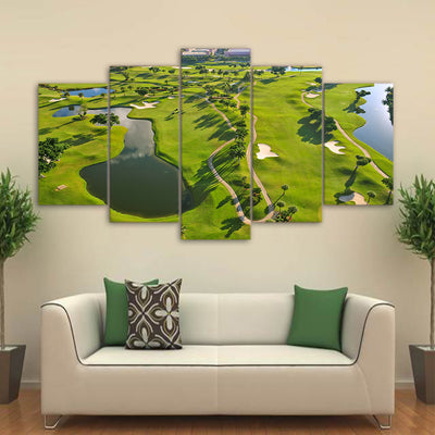 Limited Edition 5 Piece Green GolfCourse Landscape Canvas