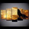 Limited Edition 5 Piece Howling Wolf In Sunset Canvas