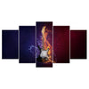 Limited Edition 5 Piece Flaming Guitar Canvas