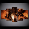 Limited Edition 5 Piece Wolf Fire Canvas