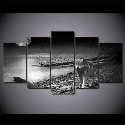 Limited Edition 5 Piece Wolf In The River Canvas