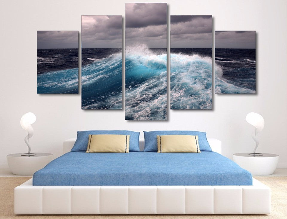 Limited Edition 5 Piece Big Ocean Waves Canvas