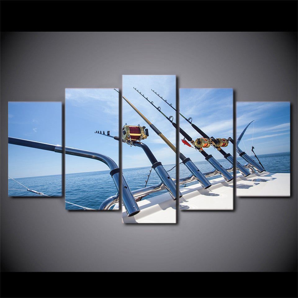 Limited Edition 5 Piece Fishing Rod Ocean Canvas