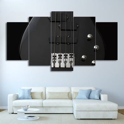 Limited Edition 5 Piece Black Bass Guitar Canvas