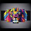 Limited Edition 5 Piece Colorful Lion Canvas
