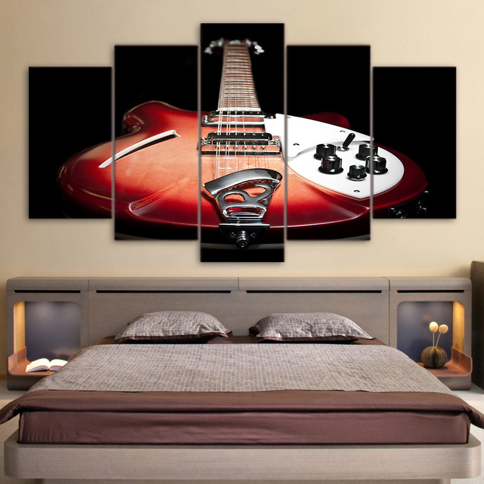 Limited Edition 5 Piece Beautiful Red Guitar Canvas