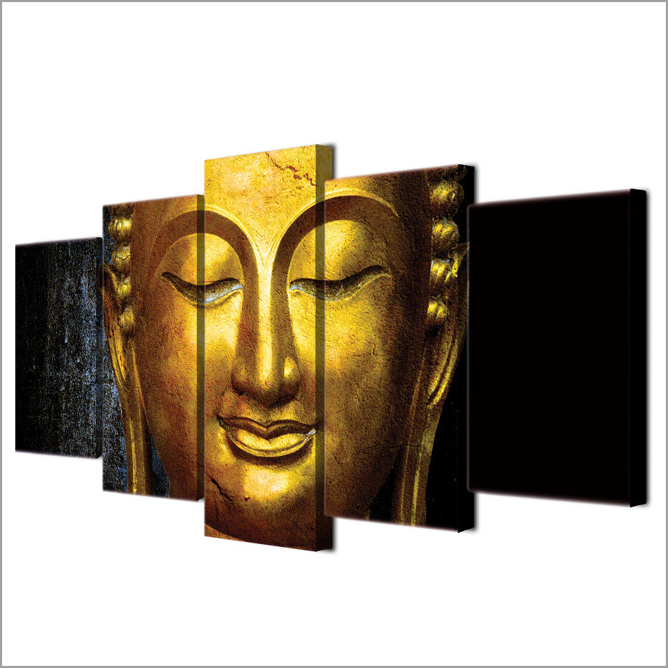 Limited Edition 5 Piece Golden Buddha Canvas