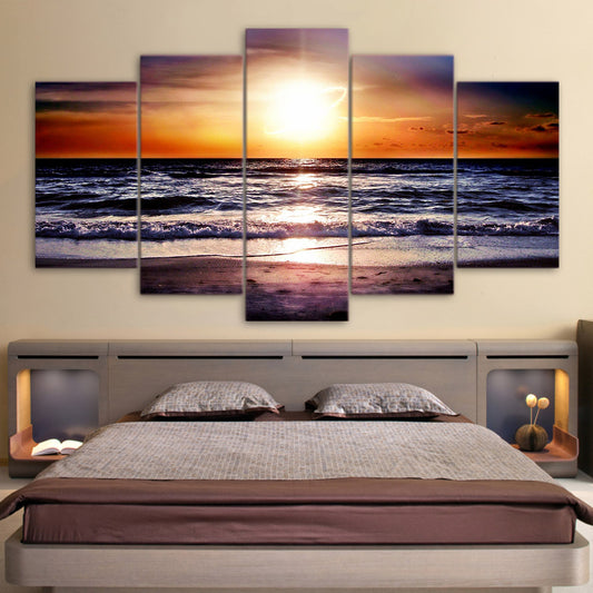 Limited Edition 5 Piece Ocean Sunset Canvas