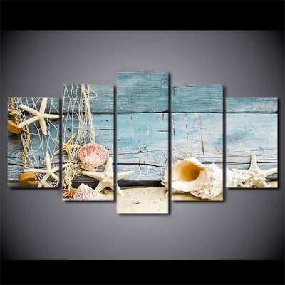 Limited Edition 5 Piece Star Fish and Shells Canvas