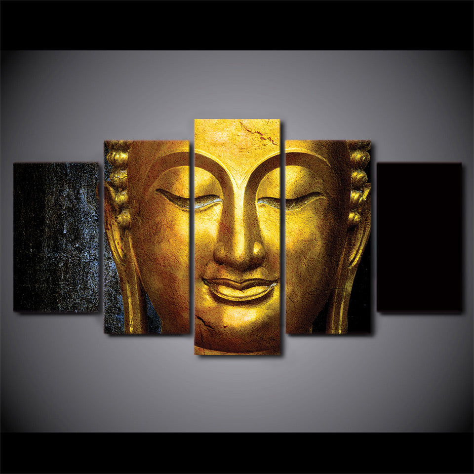 Limited Edition 5 Piece Golden Buddha Canvas