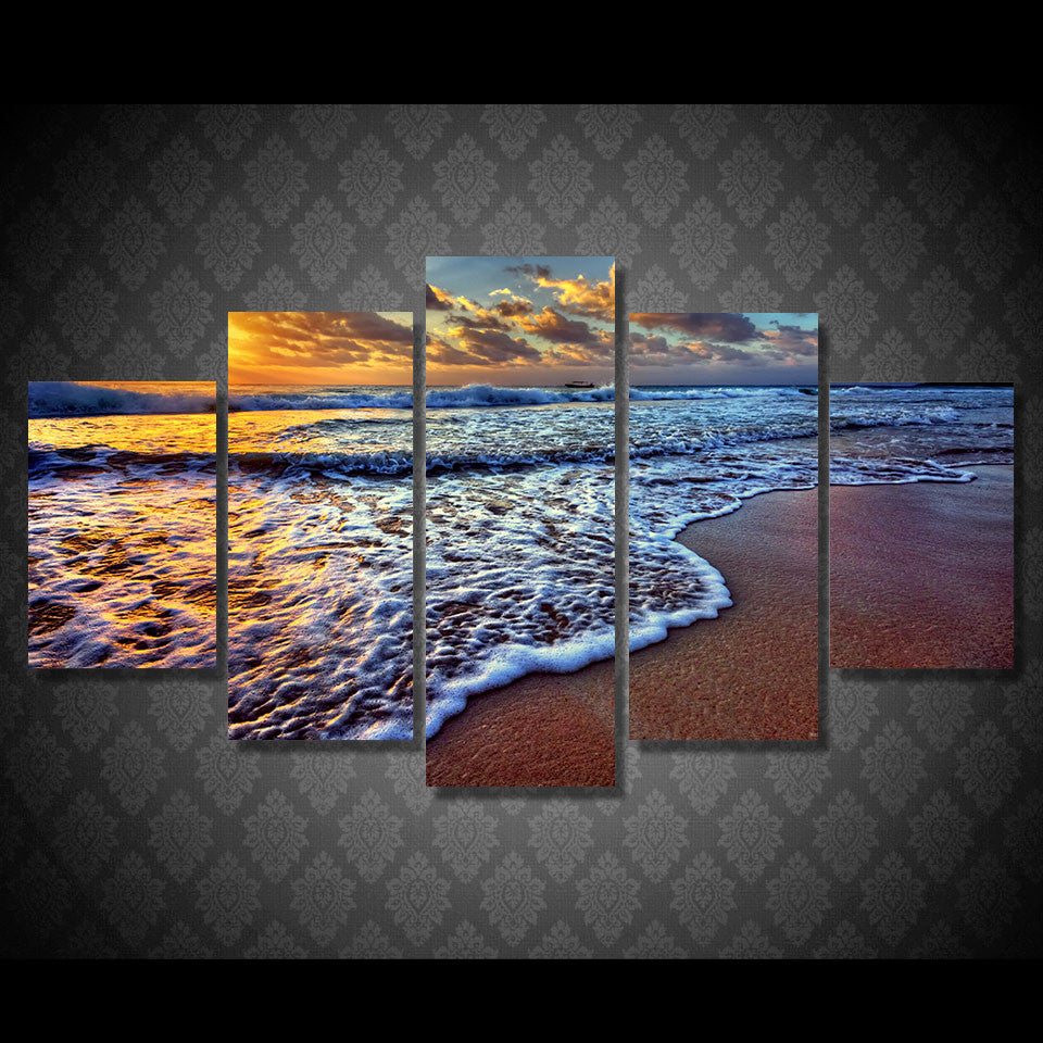 Limited Edition 5 Piece Beautiful Beach Waves Canvas