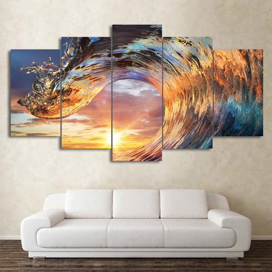 Limited Edition 5 Piece Eye Catching Wave Canvas