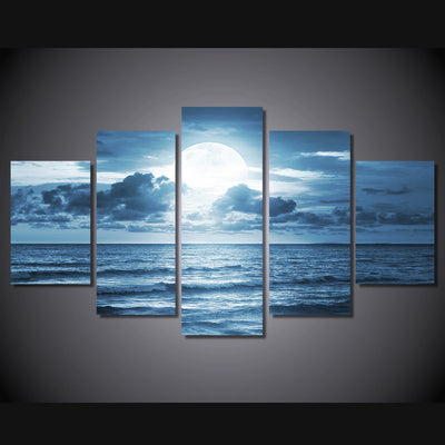 Limited Edition 5 Piece Ocean Moon Light Canvas