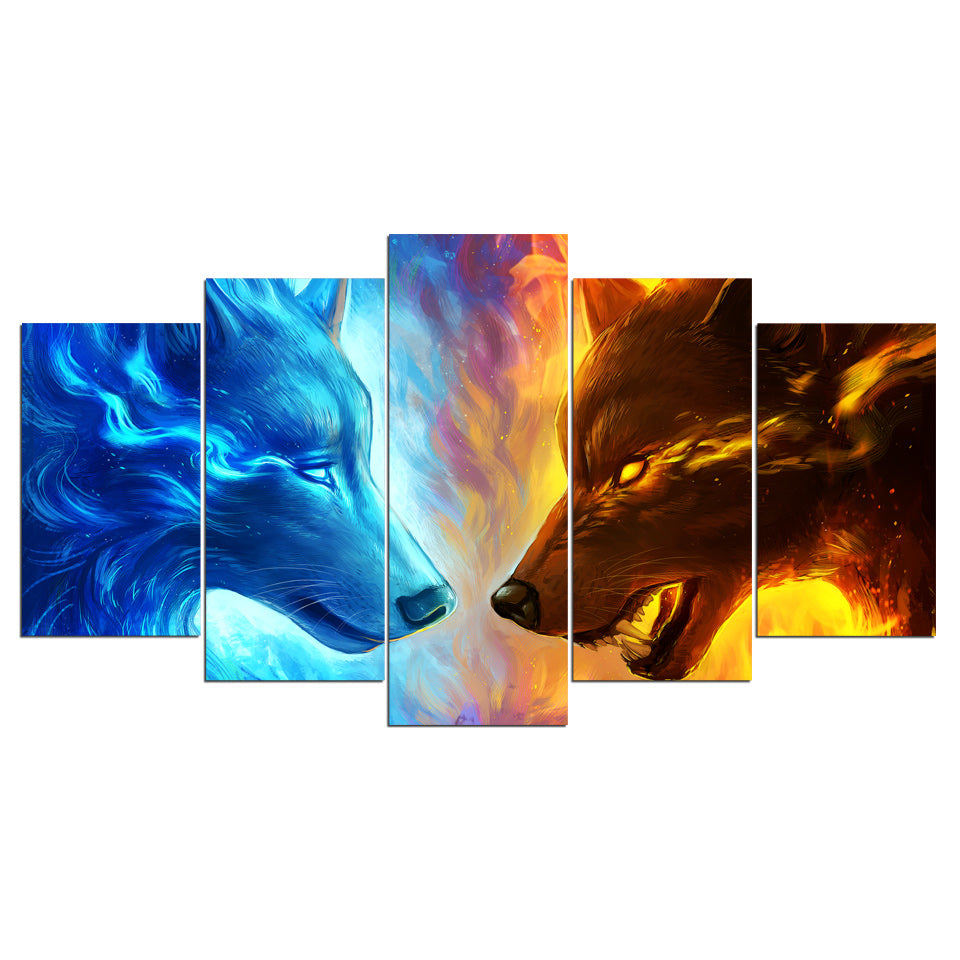 Limited Edition Fire And Ice Wolf Canvas by JoJoesArt