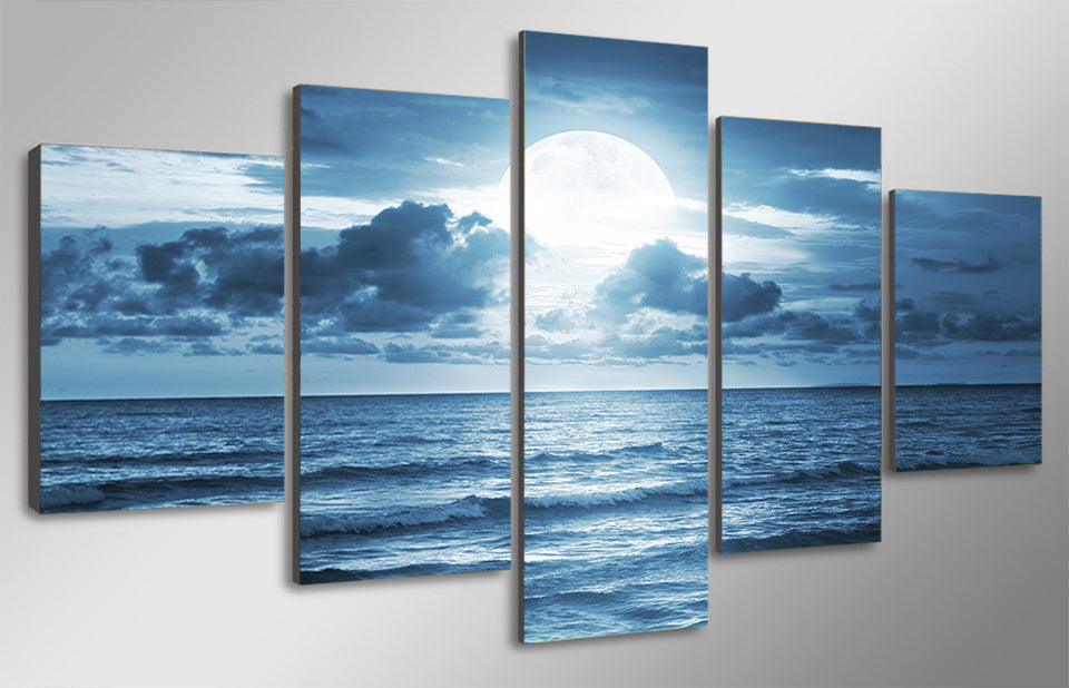 Limited Edition 5 Piece Ocean Moon Light Canvas