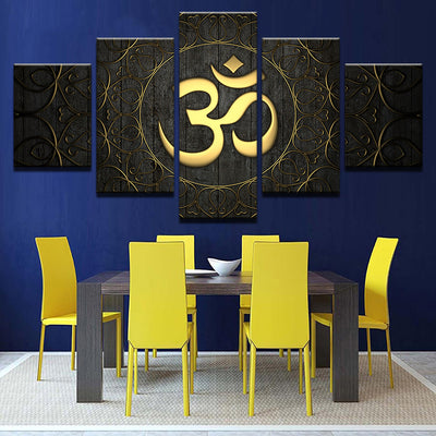 Limited Edition 5 Piece Golden Om Canvas