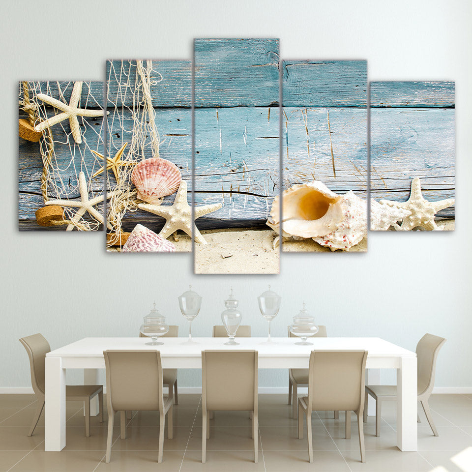 Limited Edition 5 Piece Star Fish and Shells Canvas