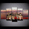 Limited Edition 5 Piece Group Of Wolves In Red Mountain Canvas
