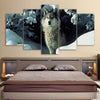 Limited Edition 5 Piece Wolf In Snow Canvas