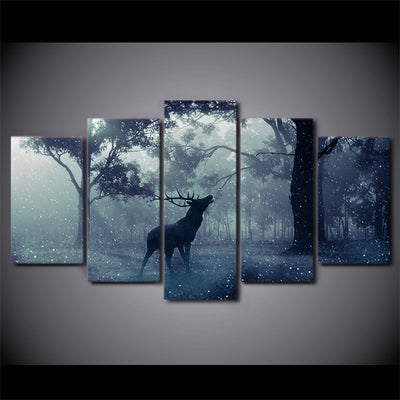 Limited Edition 5 Piece Deer In Forest Canvas